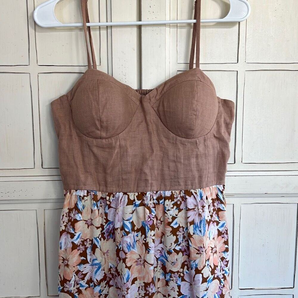 NWT Band Of The Free size large maxi
dress linen top floral bottom - Picture 2 of 4